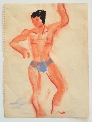 Unknown - Trainer - Original Pastel on Paper - Mid-20th Century-ZCI-834622