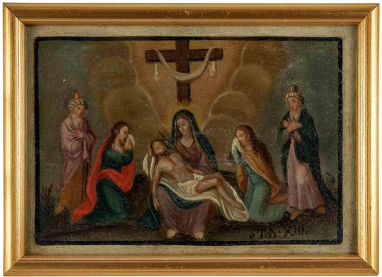 Unknown, Way of the Cross XIII, Oil Painting, 17th Century, Framed-ZCI-1422449