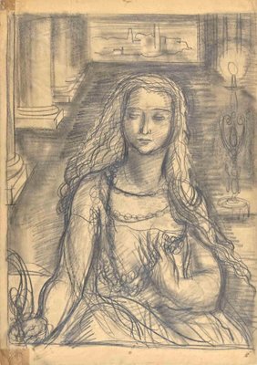 Unknown, Woman, Pencil Drawing, Early 20th Century-ZCI-1781709