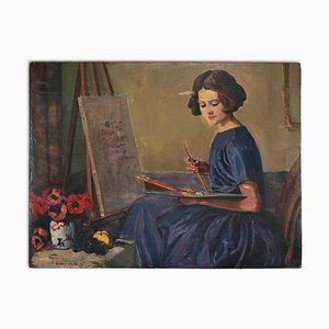 Unknown, Young Painter, Oil Painting, Early 20th Century-ZCI-1775996