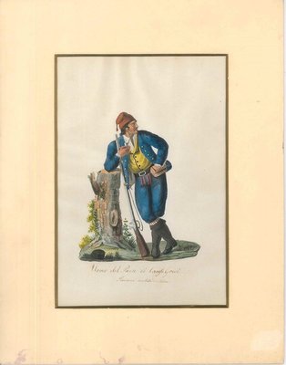 Uomo del Paese di Carafa Greci - Original Watercolor by M. De Vito - 1820 ca. 1820 c.a.-ZCI-757943