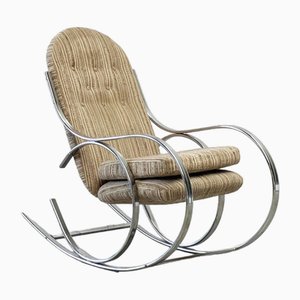 Upholstered Chrome Rocking Chair, 1970s-XLH-1817245