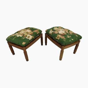 Upholstered Oak Poufs, 1950s, Set of 2-EAD-1703688