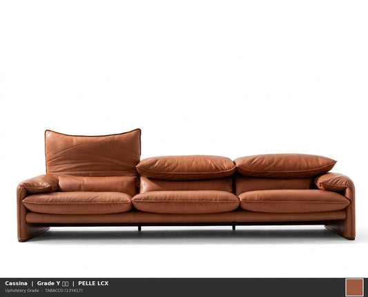 마라룽가 40 맥시 - 3인 레더 소파 | Cassina | Upholstery | Leather | Y | PELLE LCX | TABACCO (13Y417)
