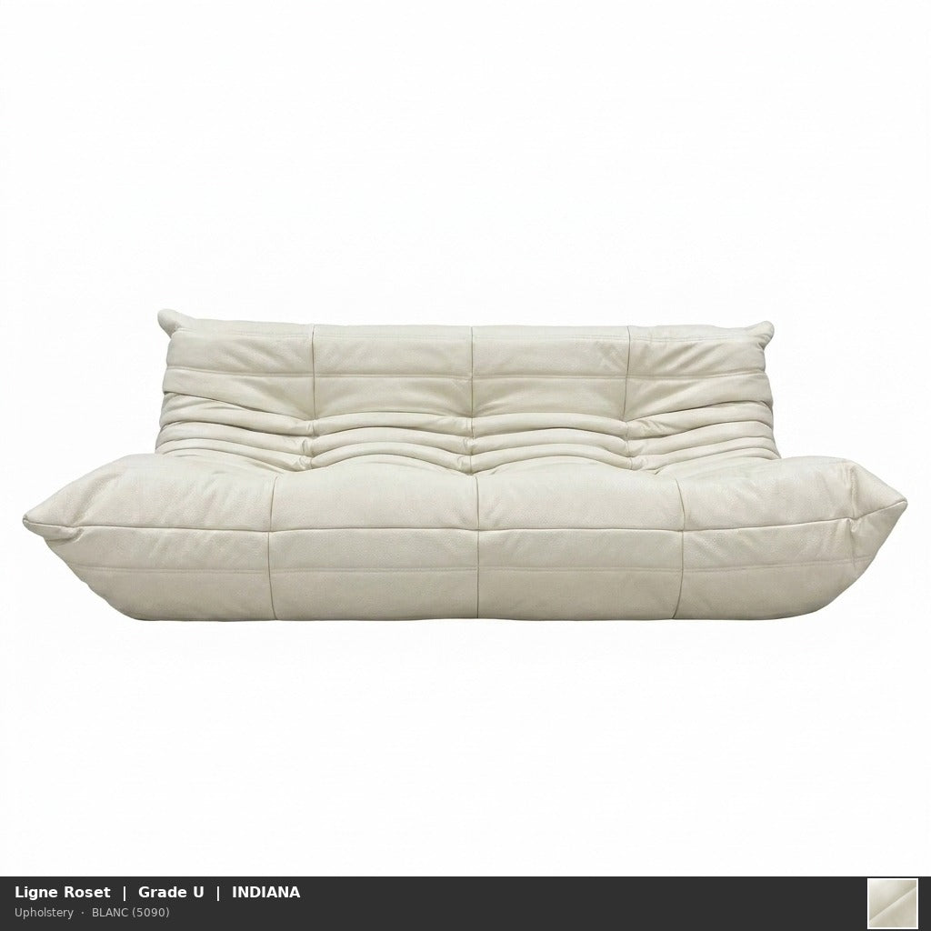 TOGO LARGE SETTEE WITHOUT ARMS - 3 seater leather sofa | Ligne Roset | Upholstery | Leather | U | INDIANA | BLANC (5090)