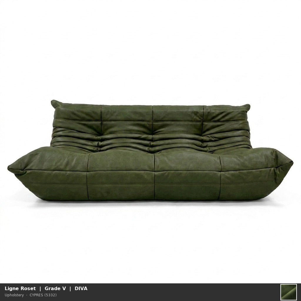 TOGO LARGE SETTEE WITHOUT ARMS - 3 seater leather sofa | Ligne Roset | Upholstery | Leather | V | DIVA | CYPRES (5332)