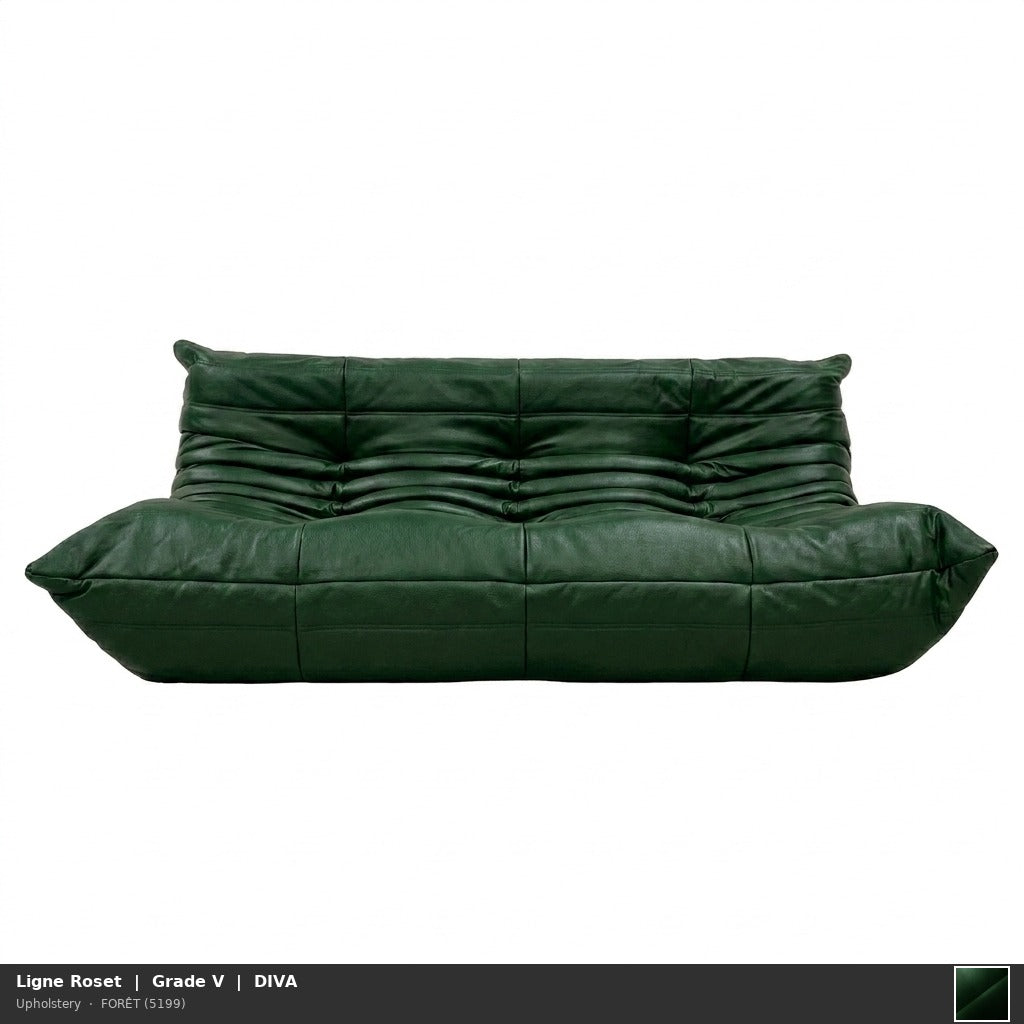 TOGO LARGE SETTEE WITHOUT ARMS - 3 seater leather sofa | Ligne Roset | Upholstery | Leather | V | DIVA | FORÊT (5199)
