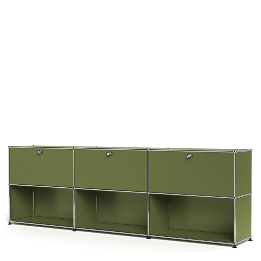 3x2 Modular Metal Sideboard with 3 top doors & 4-3-3 pannels [W(750+750+750)XD350XH(350+350)]