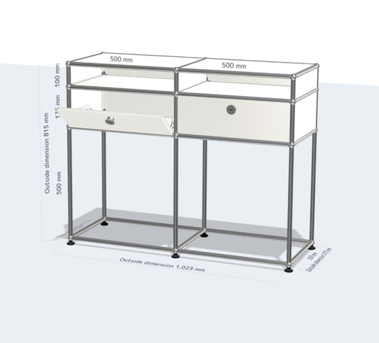 2x3 module highboard (2 drop down doors) [W(500+500)XD350XH(500+175+100)]