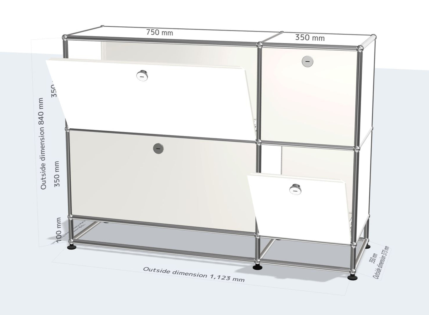 (커스텀) 2x3 모듈 사이드보드 (4 도어) [W1100XD350XH(100+350+350)]