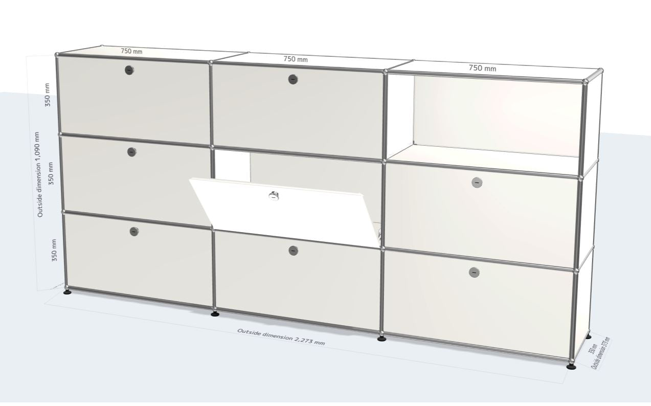 3x3 module highboard (8 drop down doors) [W(750+750+750)XD350XH(350+350+350)]