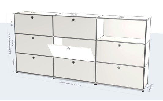 3x3 module highboard (8 drop down doors) [W(750+750+750)XD350XH(350+350+350)]