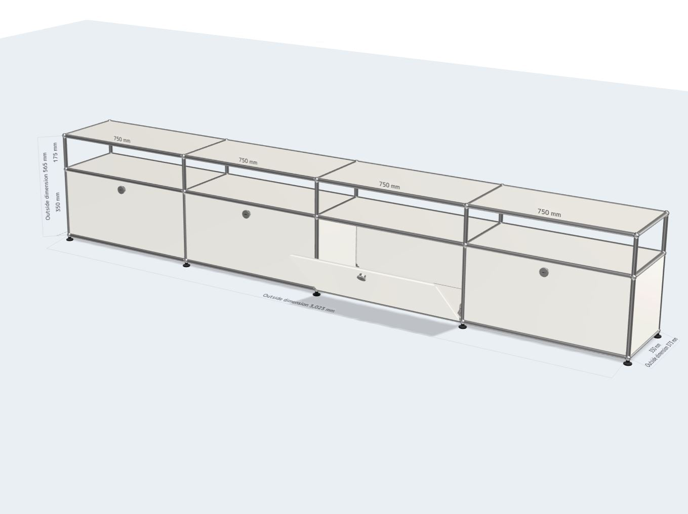 4x2 모듈 사이드보드 (하단 4 도어 & 1-1-1-1 패널) [W(750+750+750+750)XD350XH(350+175)]