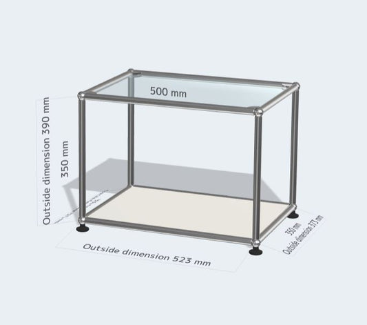 1x1 모듈 사이드 테이블 (오픈형, 상단 Glass) [W500XD350XH350]