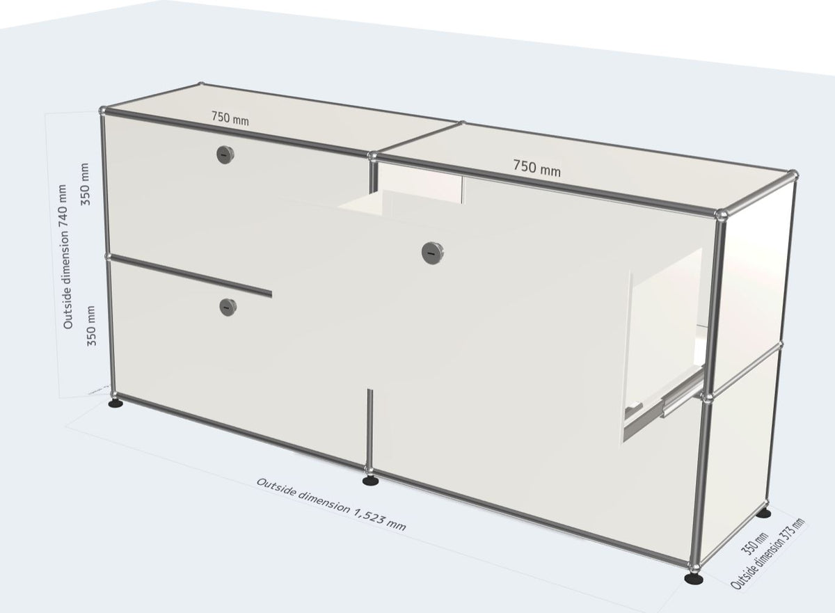 2x2 모듈 사이드보드 (4 서랍 drawer) [W(750+750)XD350XH(350+350)]