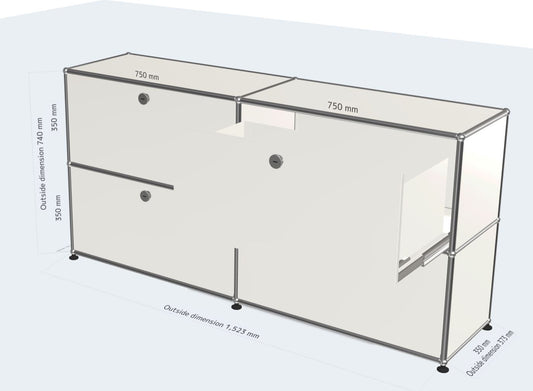 2x2 모듈 사이드보드 (4 서랍 drawer) [W(750+750)XD350XH(350+350)]