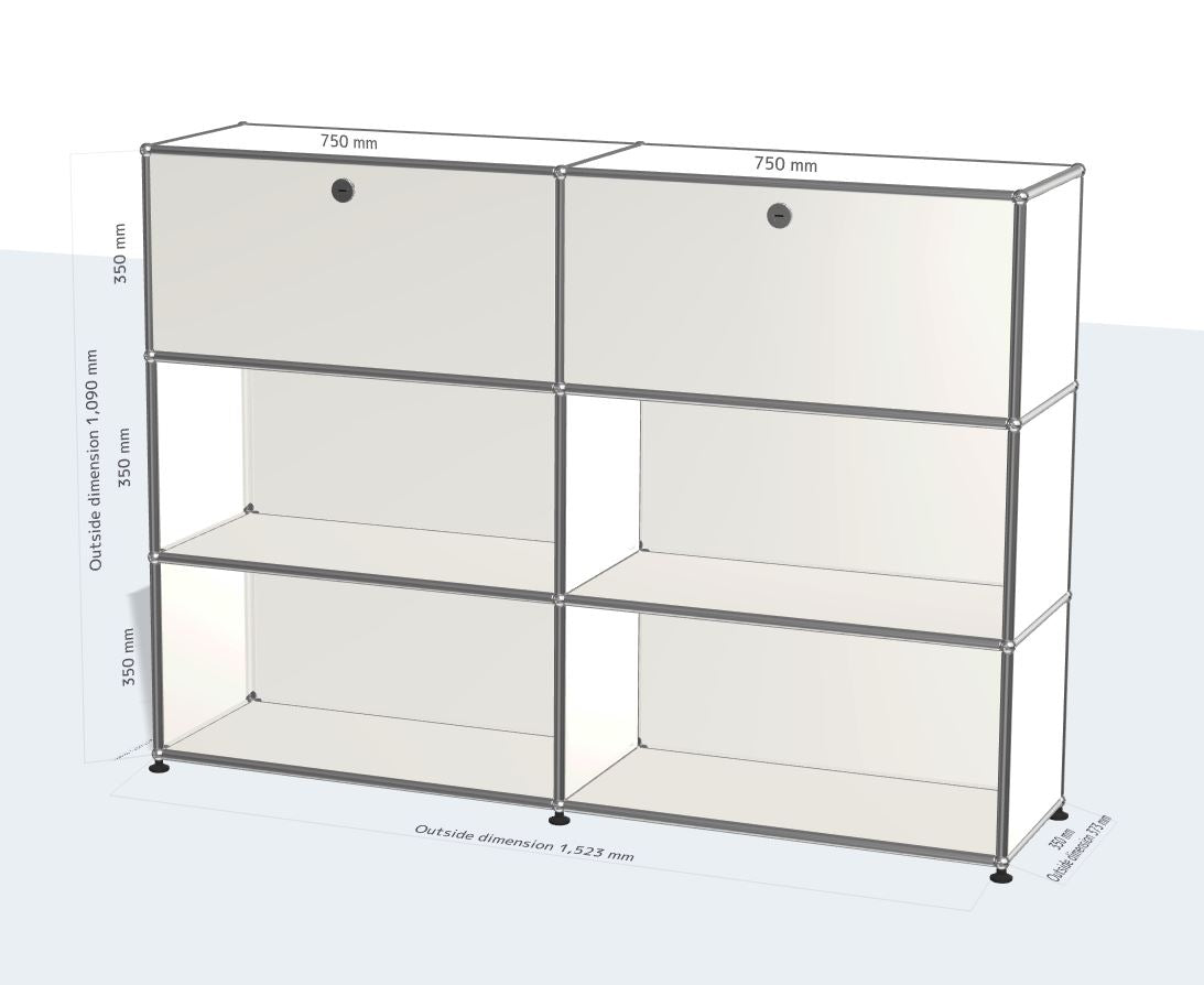 2x3 모듈 사이드보드 (2 drop down doors, 4 open) [W(750+750)XD350XH(350+350+350)]
