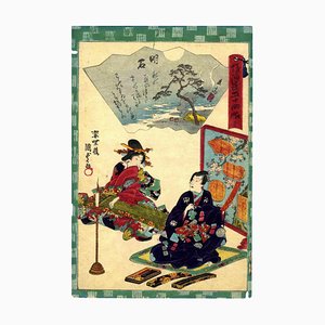 Utagawa Kunisada, Meeting in Akashi, Woodcut Print, 1864-ZCI-1781636