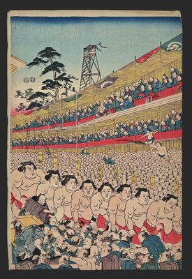 Utagawa Kunisada, Sumo Tournament, Woodblock Print, Mid-19th-Century-ZCI-1342833