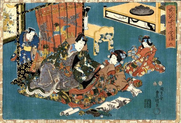 Utagawa Kunisada, The Radiant Prince Genji, Woodcut Print, 1850s-ZCI-1769864