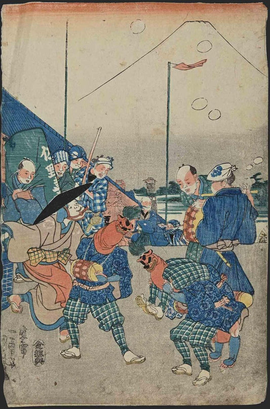 Utagawa Kunisada (Toyokuni III), Celebrations During Sumo Matches, Woodcut, Mid 19th-Century