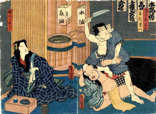 Utagawa Kunisada (Toyokuni III), Otomi Watches the Thief, Woodcut Print, 1860s