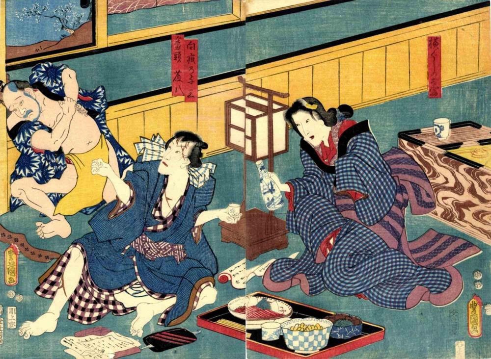 Utagawa Kunisada (Toyokuni III), Romantic Drama, Woodcut Print, 1850s