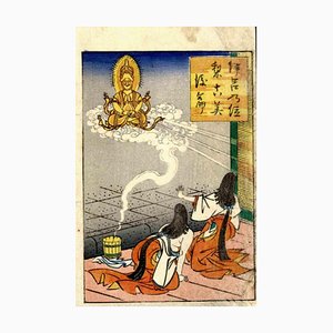 Utagawa School, Kannon Appears as a Goddess, Woodcut Print, 19th Century-ZCI-1761858