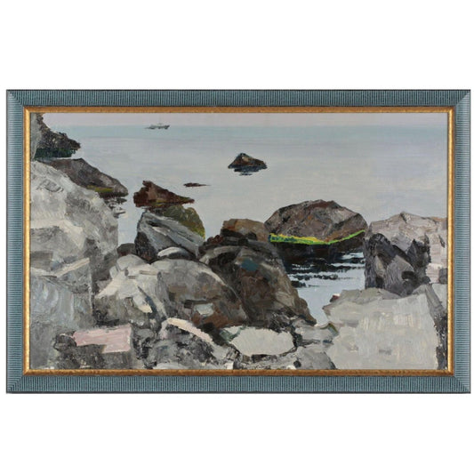 V. A. Polyakov, Crimea: Rocky Shore, 1980s, Oil on Board, Framed