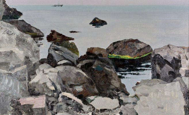 V. A. Polyakov, Crimea: Rocky Shore, 1980s, Oil on Board, Framed-WMV-1131810