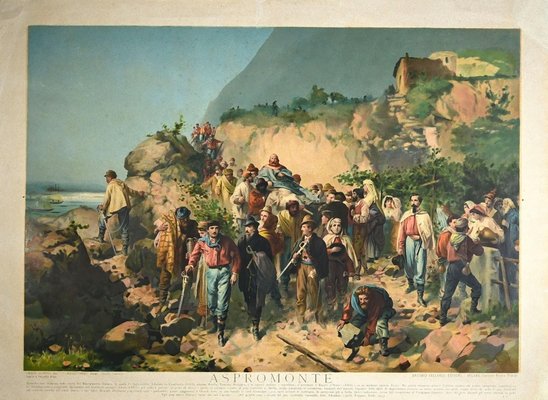 V. Malinverno, Garibaldi to Aspromonte, Original Oleograph, 1930s-ZCI-926162