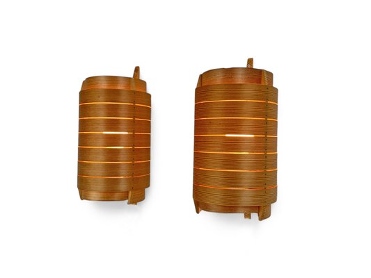 V156 Wall Lights in Pinewood by Hans-Agne Jakobsson for Ab Ellysett, 1960s, Set of 2-ZM-2020599