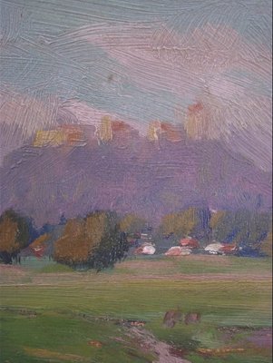 Vaclav Kozak, View of Kunetická Hora (Kunetitzer Berg), 1950s, Oil on Board-QOR-2023578