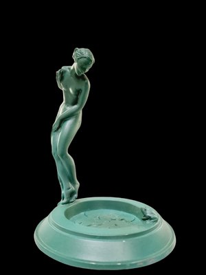 Vague Female Figurine Stepping Into a Lake by Guerbe for Max Le Verrier, France, 1930s-SAK-1814465