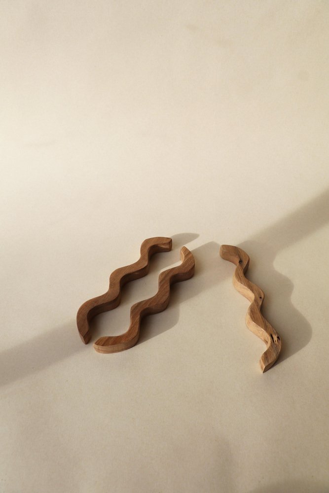 Vagues Wood Trivet by Alice Lahana Studio, Set of 3