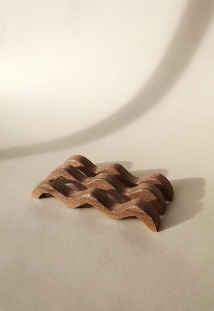 Vagues Wood Trivet by Alice Lahana Studio, Set of 3