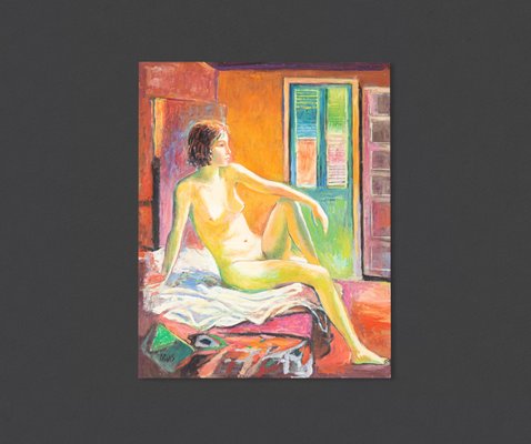 Valentin Rusin, Expressionist Nude, 20th Century, Acrylic on Wood, Framed-GPP-1139975