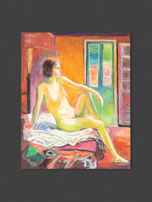 Valentin Rusin, Expressionist Nude, 20th Century, Acrylic on Wood, Framed-GPP-1139975