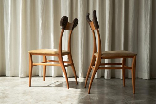 Valérie Dementhon Avant-Garde Side Chairs Edition Nord-Sud by Philippe Starck, France, 1990s, Set of 2