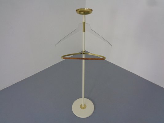 Valet Stand in Brass & Acrylic Glass & Leather from Vereinigte Werkstätten, Germany, 1950s-RDW-1251167