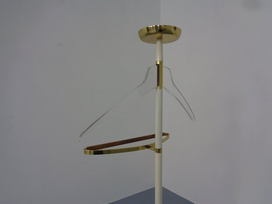 Valet Stand in Brass & Acrylic Glass & Leather from Vereinigte Werkstätten, Germany, 1950s-RDW-1251167