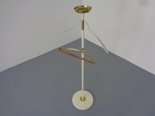 Valet Stand in Brass & Acrylic Glass & Leather from Vereinigte Werkstätten, Germany, 1950s-RDW-1251167