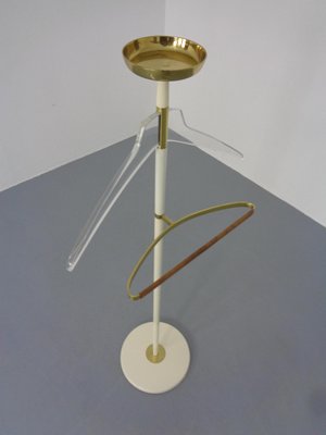 Valet Stand in Brass & Acrylic Glass & Leather from Vereinigte Werkstätten, Germany, 1950s-RDW-1251167