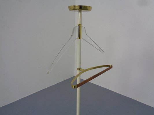 Valet Stand in Brass & Acrylic Glass & Leather from Vereinigte Werkstätten, Germany, 1950s-RDW-1251167