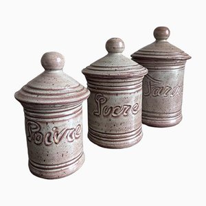 Vallauris Ceramic Pots with Lids, Set of 3-AVC-1301377