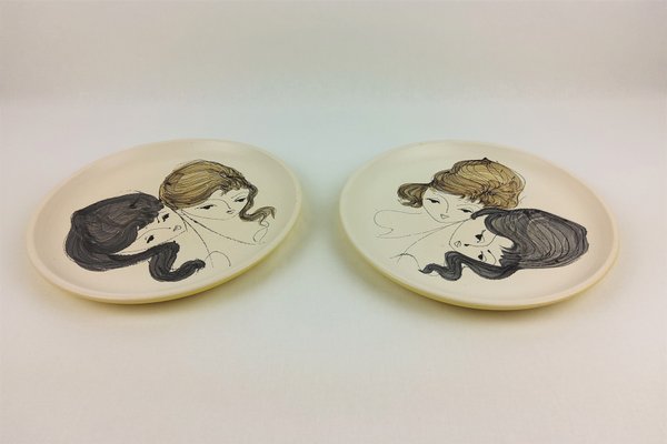 Vallauris Plates by Brescon, 1950, Set of 2-YBU-1075381