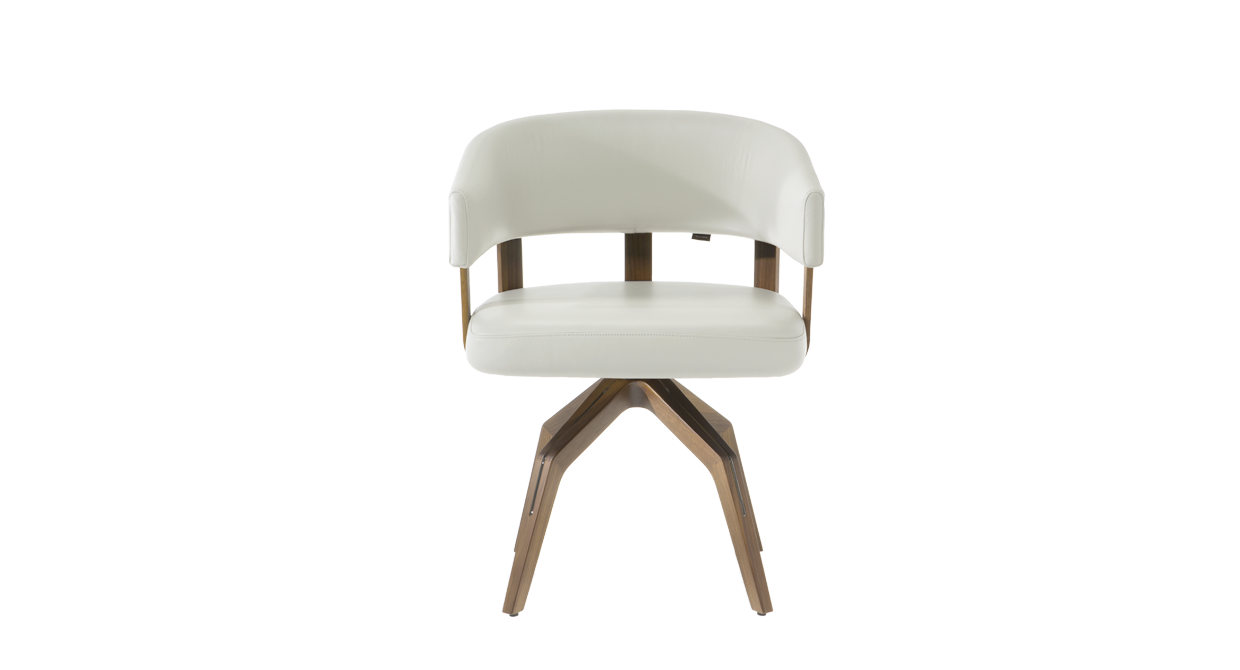 VALLE - Swivel dining chair H79 Leather Optical White