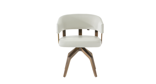 VALLE - Swivel dining chair H79 Leather Optical White