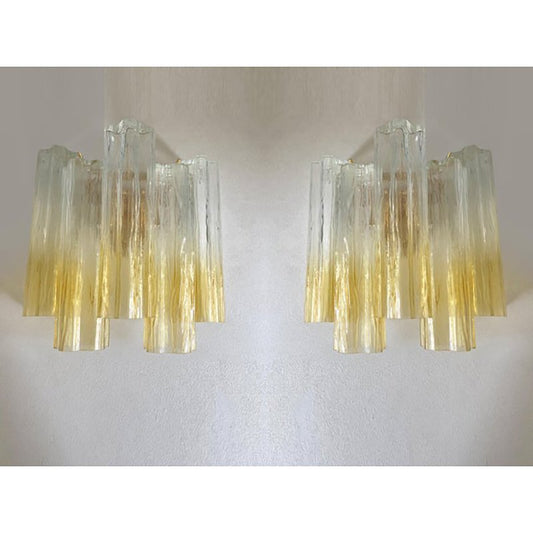 Vanished-Clear Amber Tronchi Murano Glass Wall Sconces by Simoeng, Set of 2