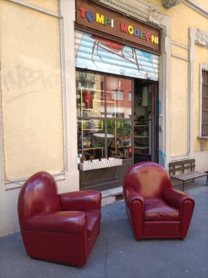 Vanity Fair Frau Armchairs in Bordeaux Leather from Poltrona Frau, 1980s, Set of 2-OHK-1787046